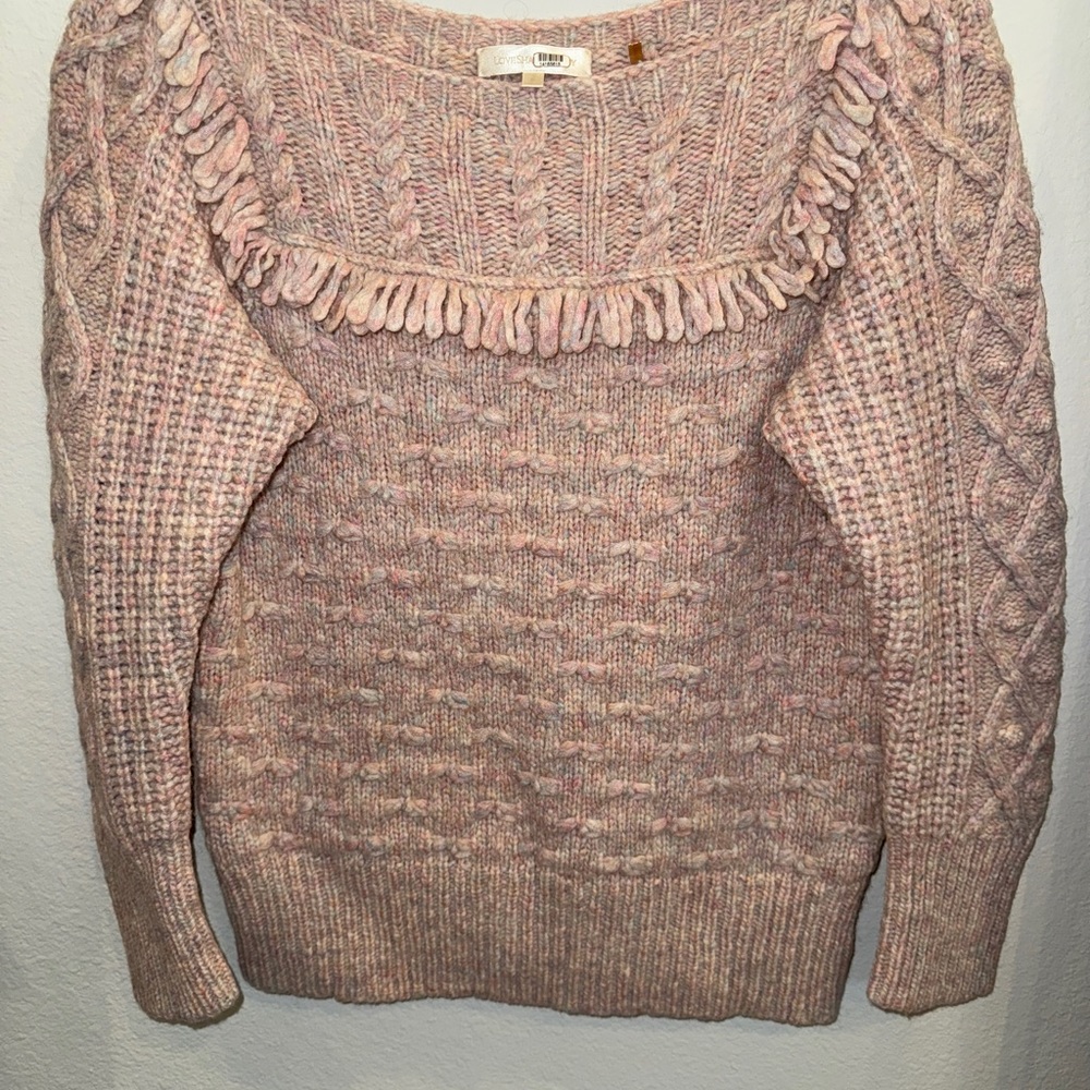 LoveShackFancy Pink Textured Sweater with Fringe - Picture 8 of 8